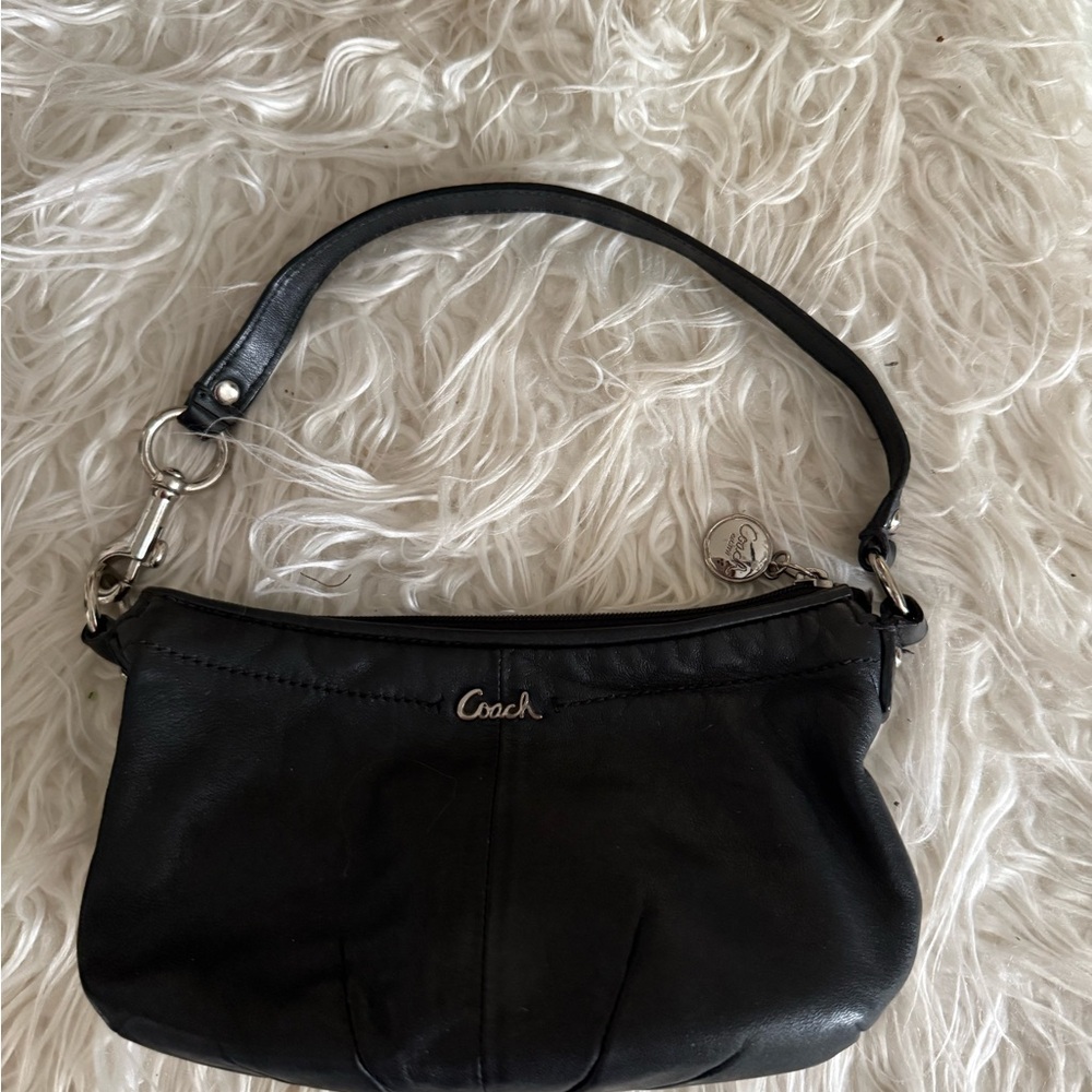 Vintage coach purse bag mini hobo cursive monogram black leather